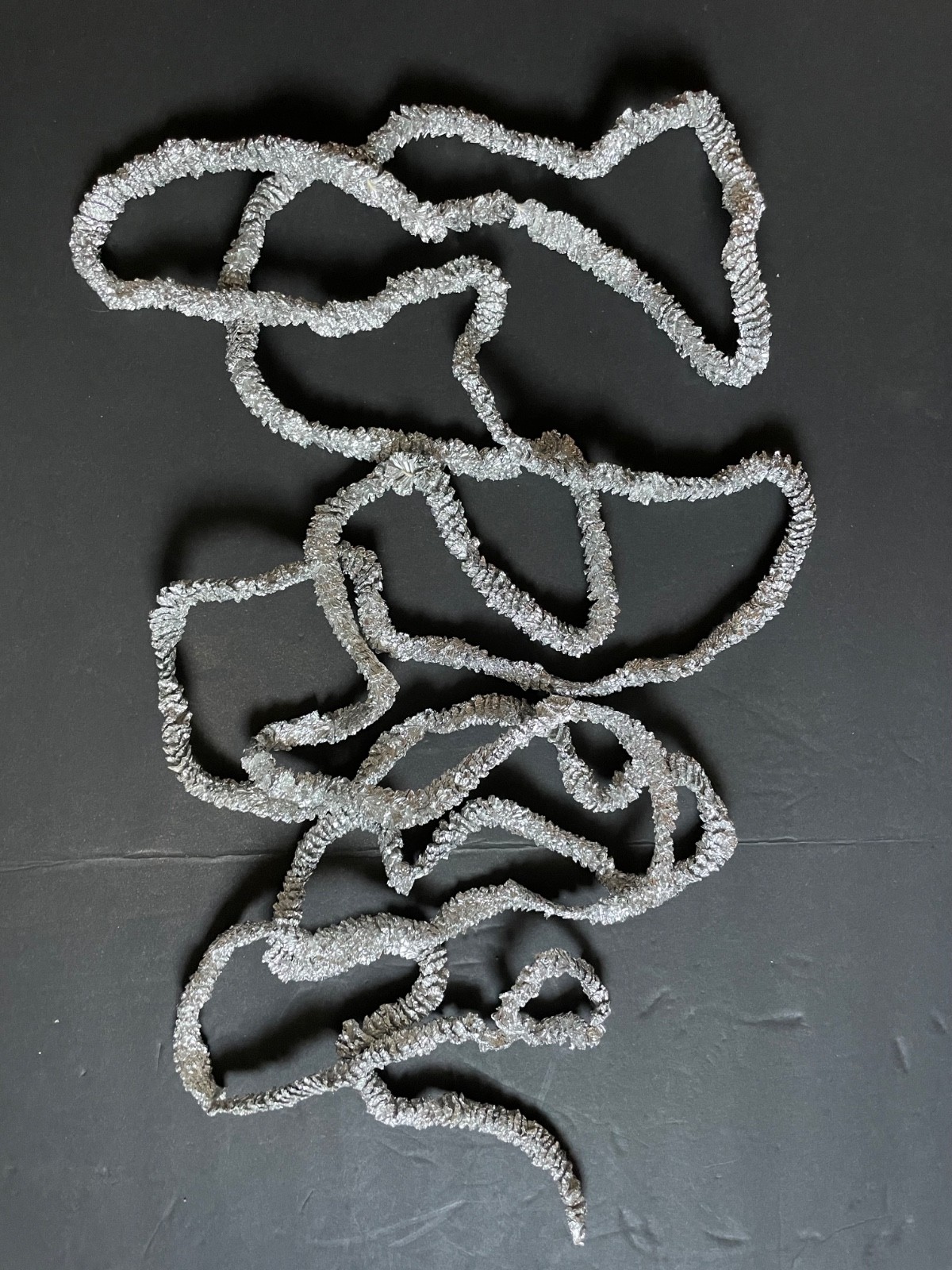 12'+ Vintage Silver Aluminum Twisted Foil Christmas Tree Garland MCM Farmhouse A
