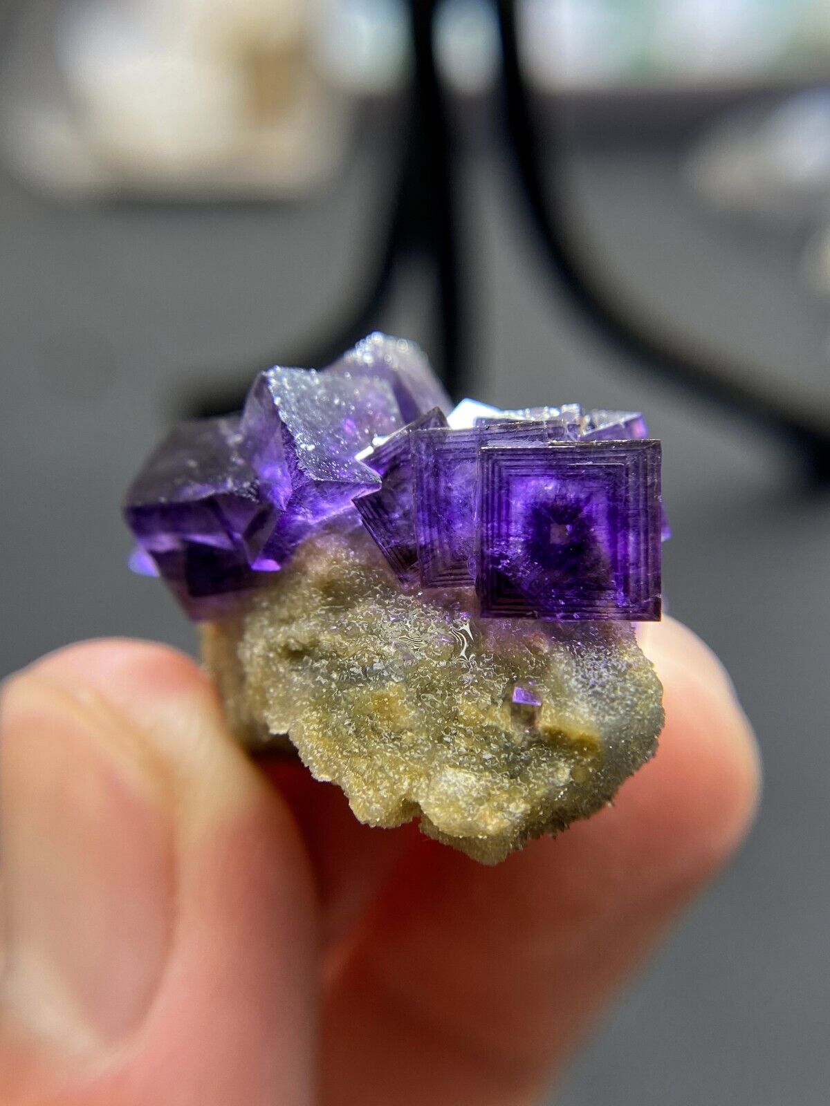 Exquisite rare multi-layer purple window cubic fluorite mineral crystals-China