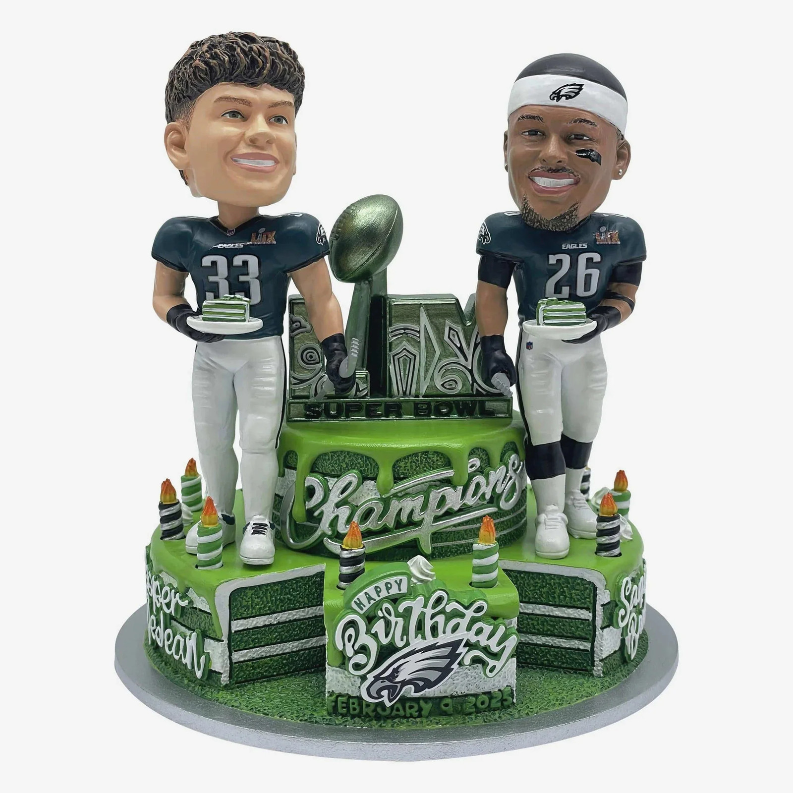 Saquon Barkley Cooper DeJean Philadelphia Eagles Super Bowl Birthday Bobblehead
