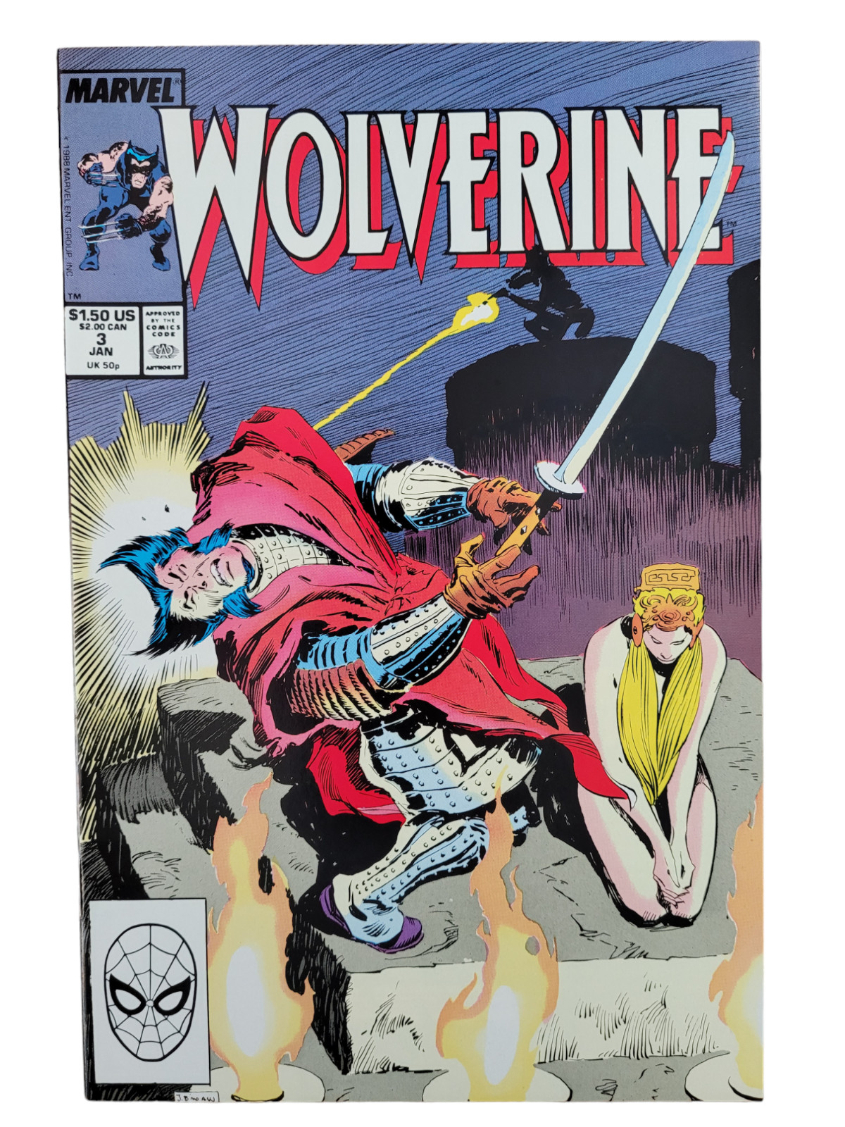 Wolverine #3  Marvel January 1989 Comic Book Buscema VF+ / VF/NM RAW