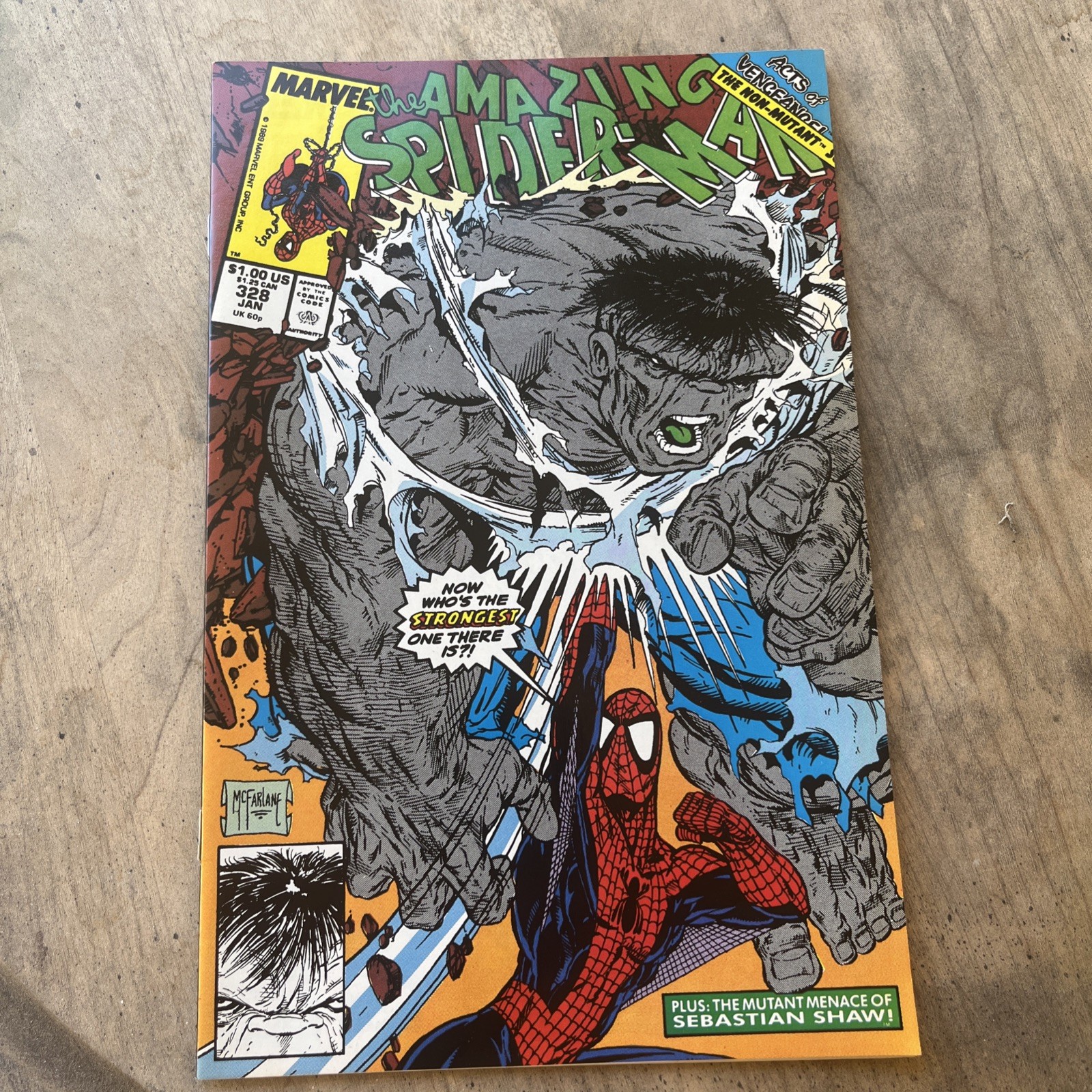 Marvel AMAZING SPIDER-MAN #328 (1989) Todd McFarlane Art - Vs INCREDIBLE HULK Marvel AMAZING SPIDER-MAN #328 (1989) Todd McFarlane Art - Vs INCREDIBLE HULK