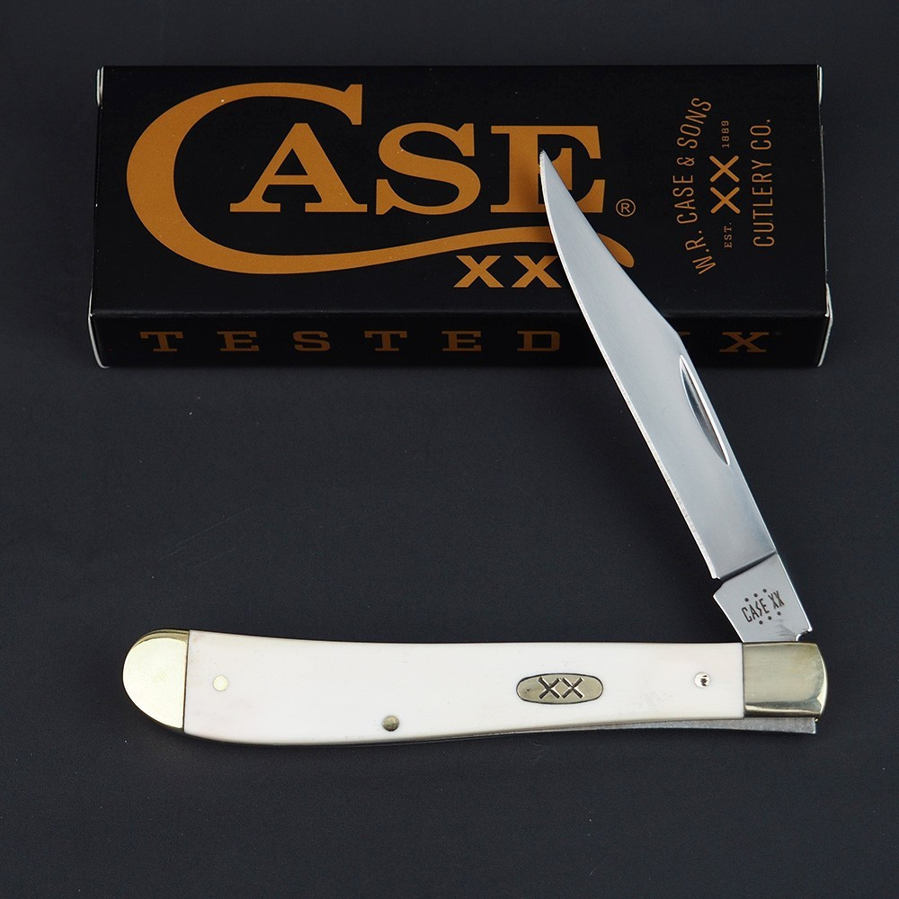Case XX Slimline Trapper Stainless Smooth Natural Bone Pocket Knife NIB - 13312 Case XX Slimline Trapper Stainless Smooth Natural Bone Pocket Knife NIB - 13312