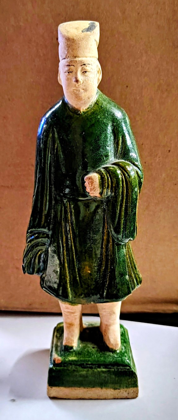 Vintage Chinese Sancai Green Glaze Court Official Tomb Figure Ming Style Pottery