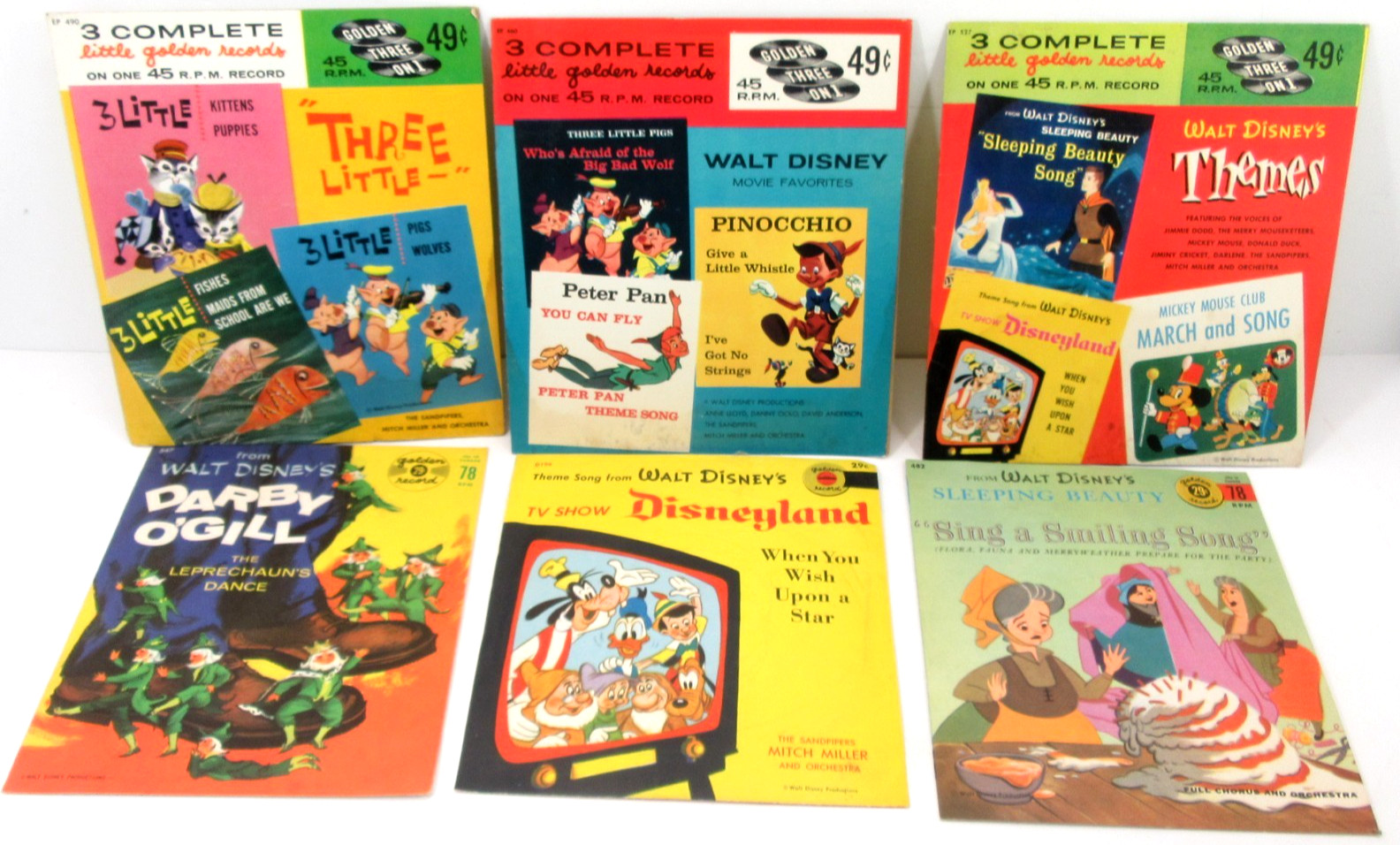 Walt Disney 78 & 45 RPM Record Lot Vtg 1950s Golden Disneyland Walt Disney 78 & 45 RPM Record Lot Vtg 1950s Golden Disneyland
