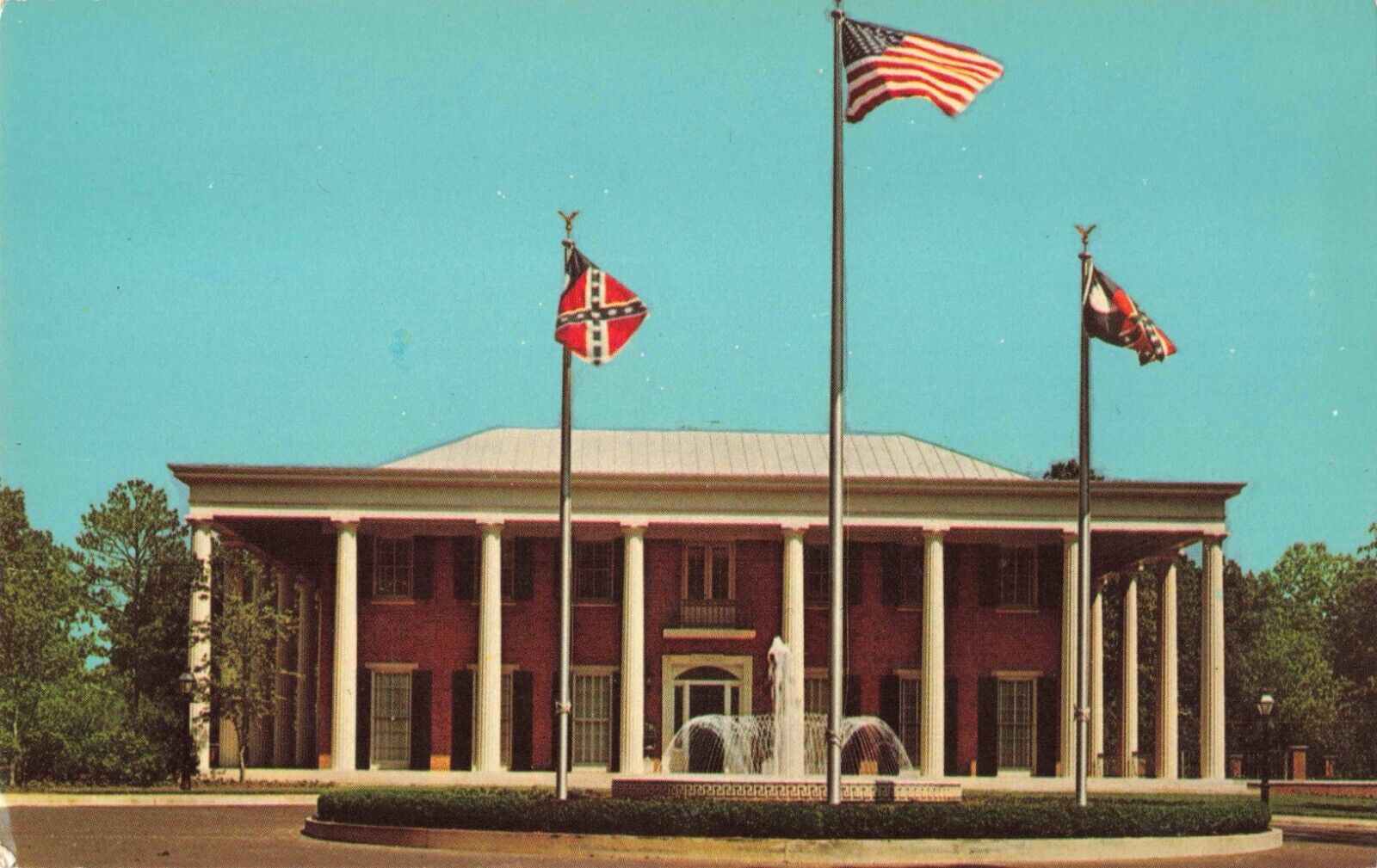 Atlanta Georgia, Governor\'s Mansion, Flags, Vintage Postcard