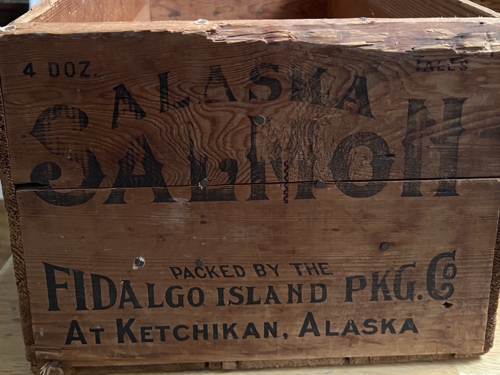 Antique Alaska Salmon Wood Crate Fidalgo Island Ketchikan Alaska to Lewiston Neb Antique Alaska Salmon Wood Crate Fidalgo Island Ketchikan Alaska to Lewiston Neb