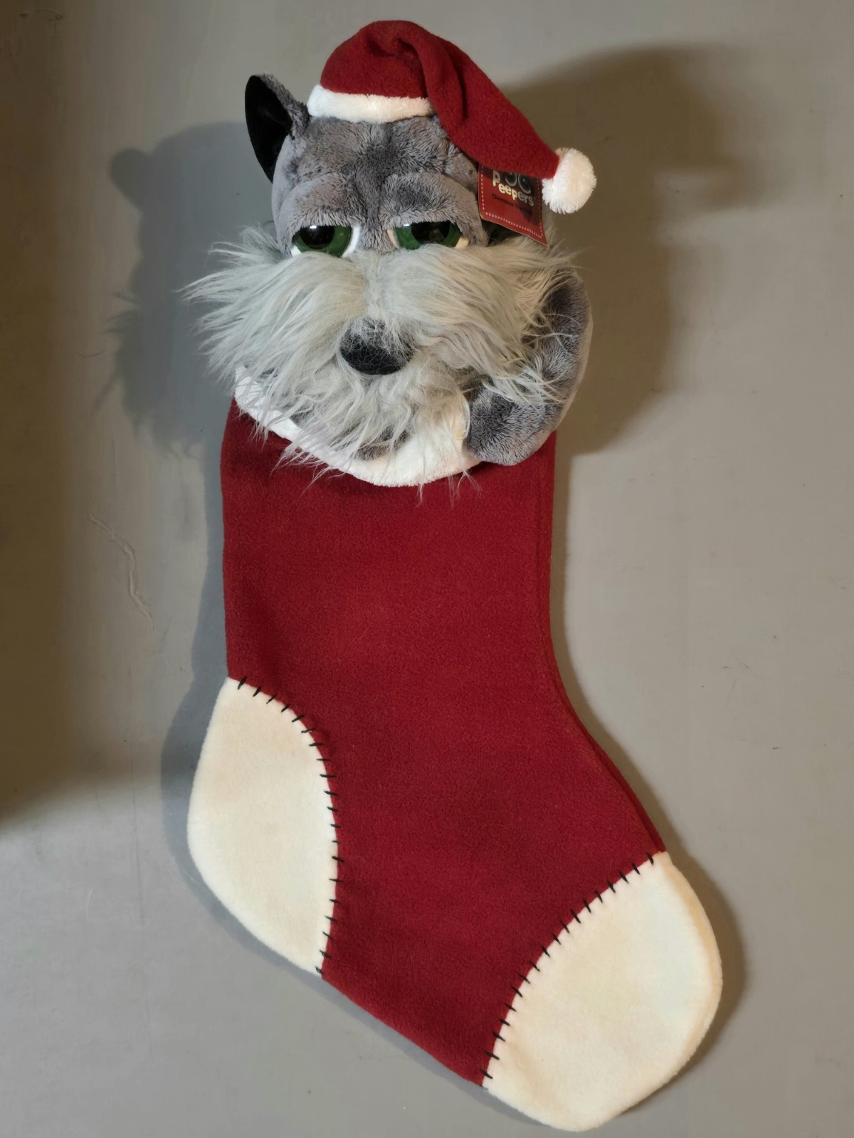 Russ Berrie Little Peepers Schnauzer Dog Christmas Stocking 20" Russ Berrie Little Peepers Schnauzer Dog Christmas Stocking 20"