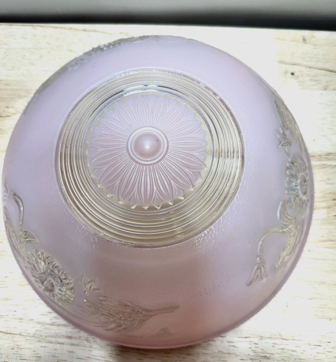 Vintage 10" Pink Glass Art Deco Ceiling Light Fixture  Antique Cover 3-Hole