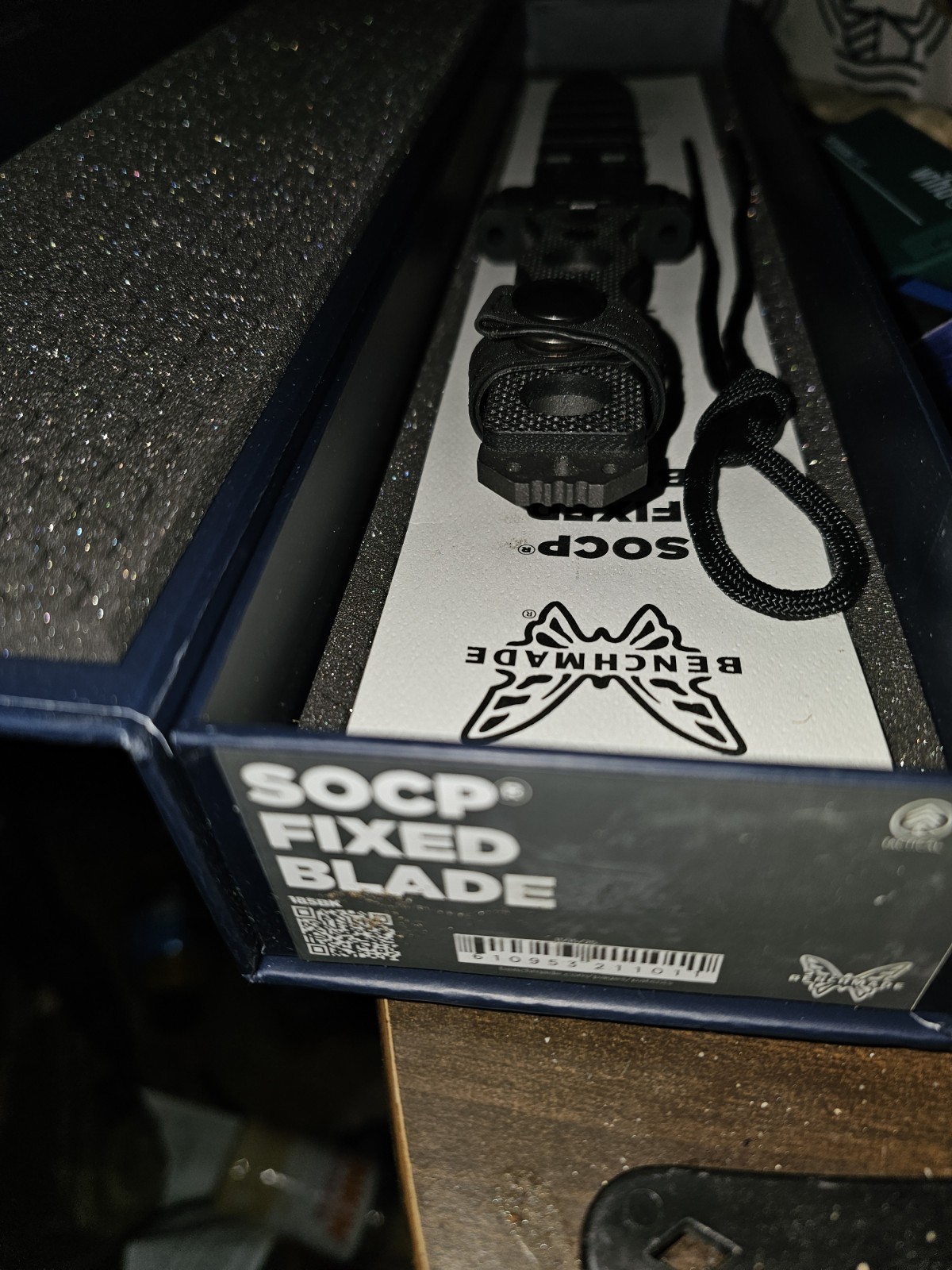 Benchmade 185BK SOCP Fixed Blade 7.11in CPM-3V Double Edge Dagger Cobalt Black