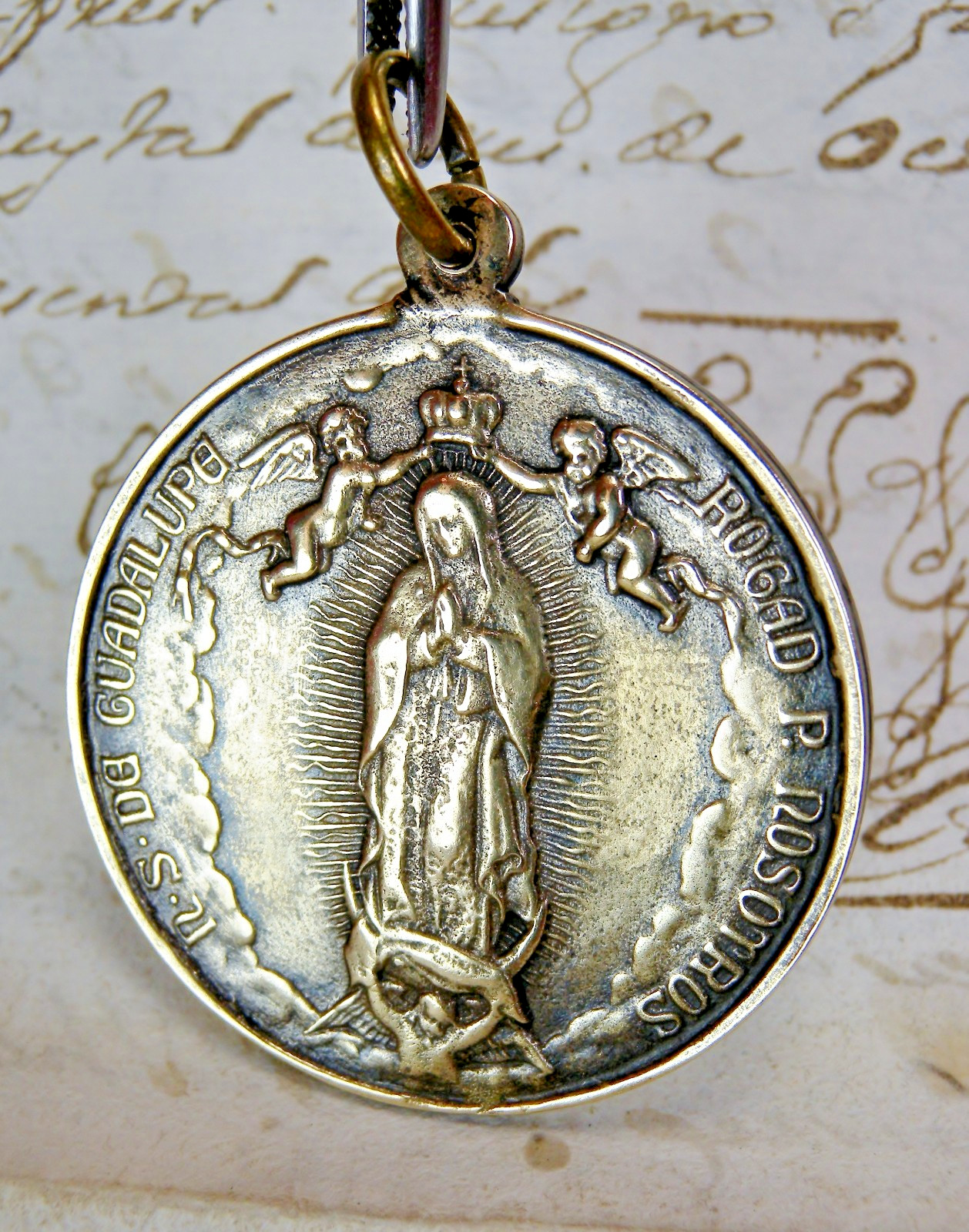 Antique 19th Century O. L. of Guadalupe & Holy Sacrament of Our Salvation Medal Antique 19th Century O. L. of Guadalupe & Holy Sacrament of Our Salvation Medal