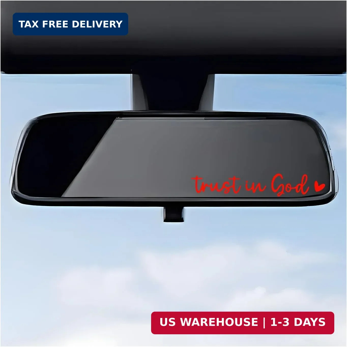 DXNQ 2PCS Trust in God Rearview Mirror Decals, Automotive Vinyl Rear View Mirror