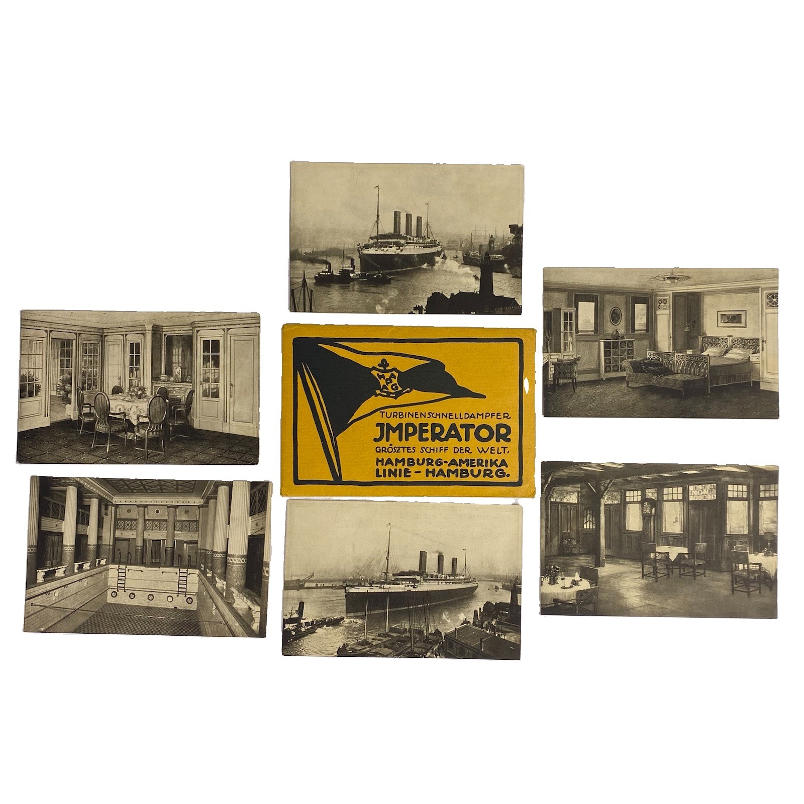 Antique 1913 German SS Imperator Post Card Set With Original Envelope Unused Antique 1913 German SS Imperator Post Card Set With Original Envelope Unused