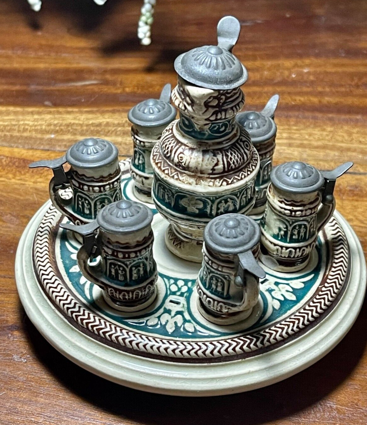 Exquisite Rare Antique German Miniature Stein Set