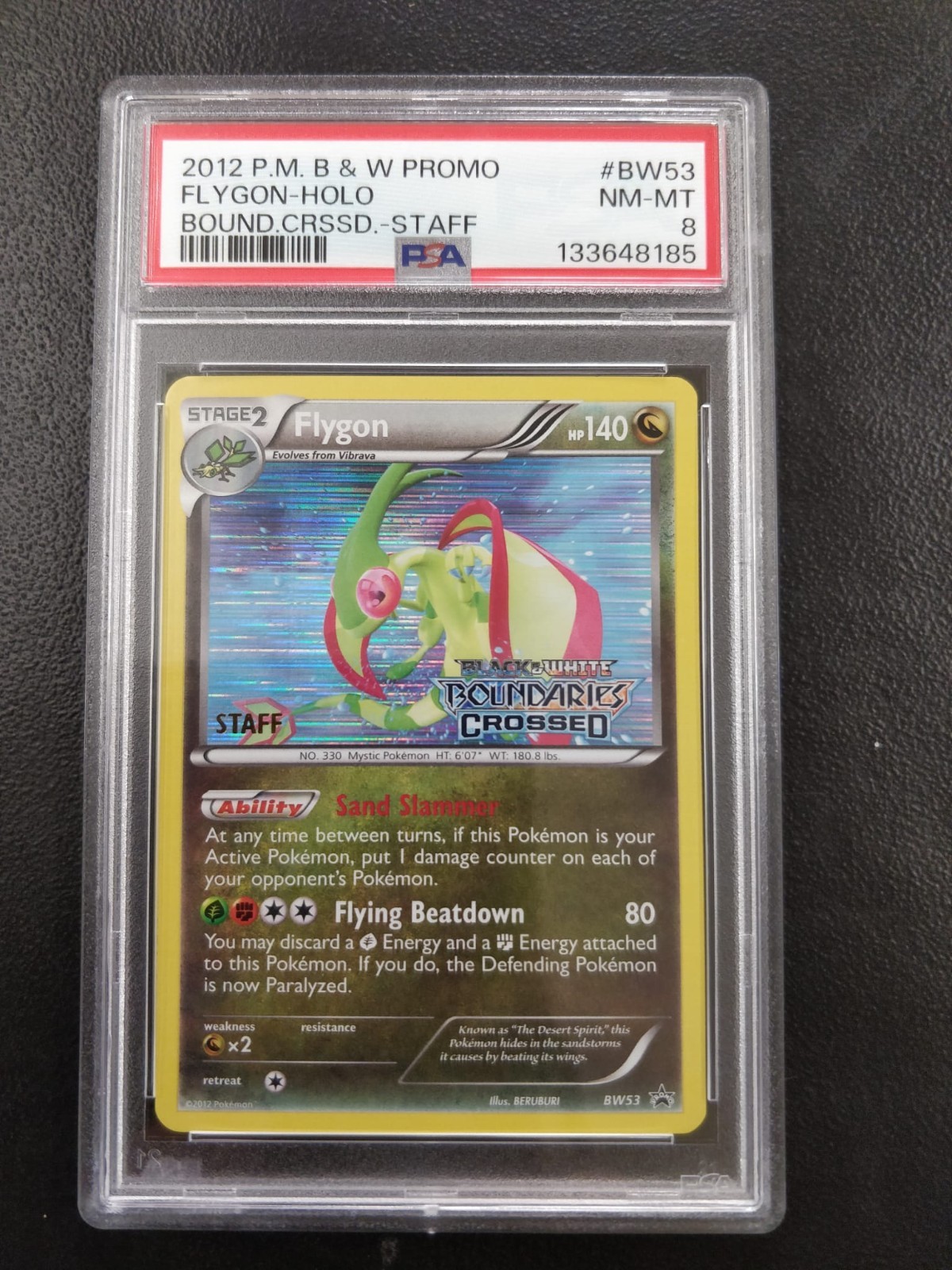2012 Pokemon FLYGON BW53 Prerelease Staff PSA 8 2012 Pokemon FLYGON BW53 Prerelease Staff PSA 8