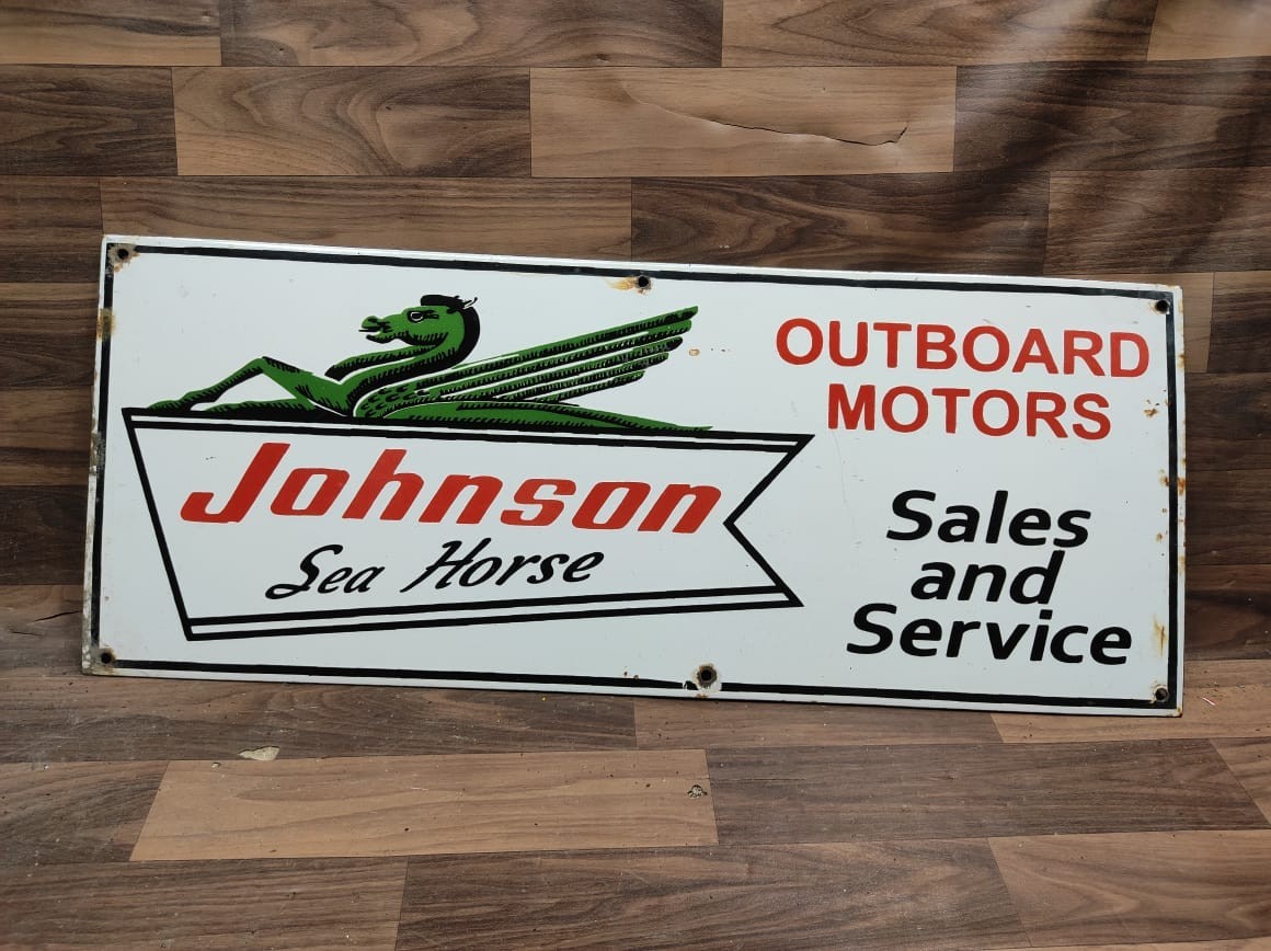 Porcelain Johnson Enamel Metal Sign Size 30" x 12" Inches Porcelain Johnson Enamel Metal Sign Size 30" x 12" Inches