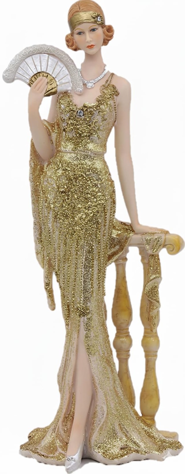 Comfy Hour 13 Inch Victorian Lady Figurine, Art Deco Fan Statue