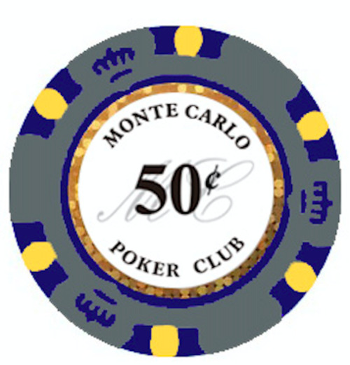 NEW 50 Gray 50¢ Cent Monte Carlo 14 Gram Clay Poker Chips - Buy 3 Get 1 Free