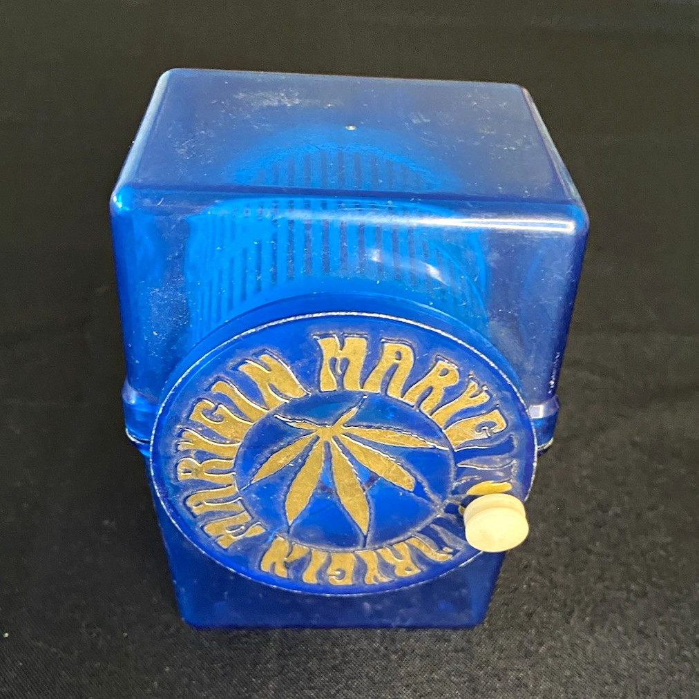 Vintage 1970s Mary Gin Seed & Stem Separator Blue Tucson AZ Headshop Collectible Vintage 1970s Mary Gin Seed & Stem Separator Blue Tucson AZ Headshop Collectible