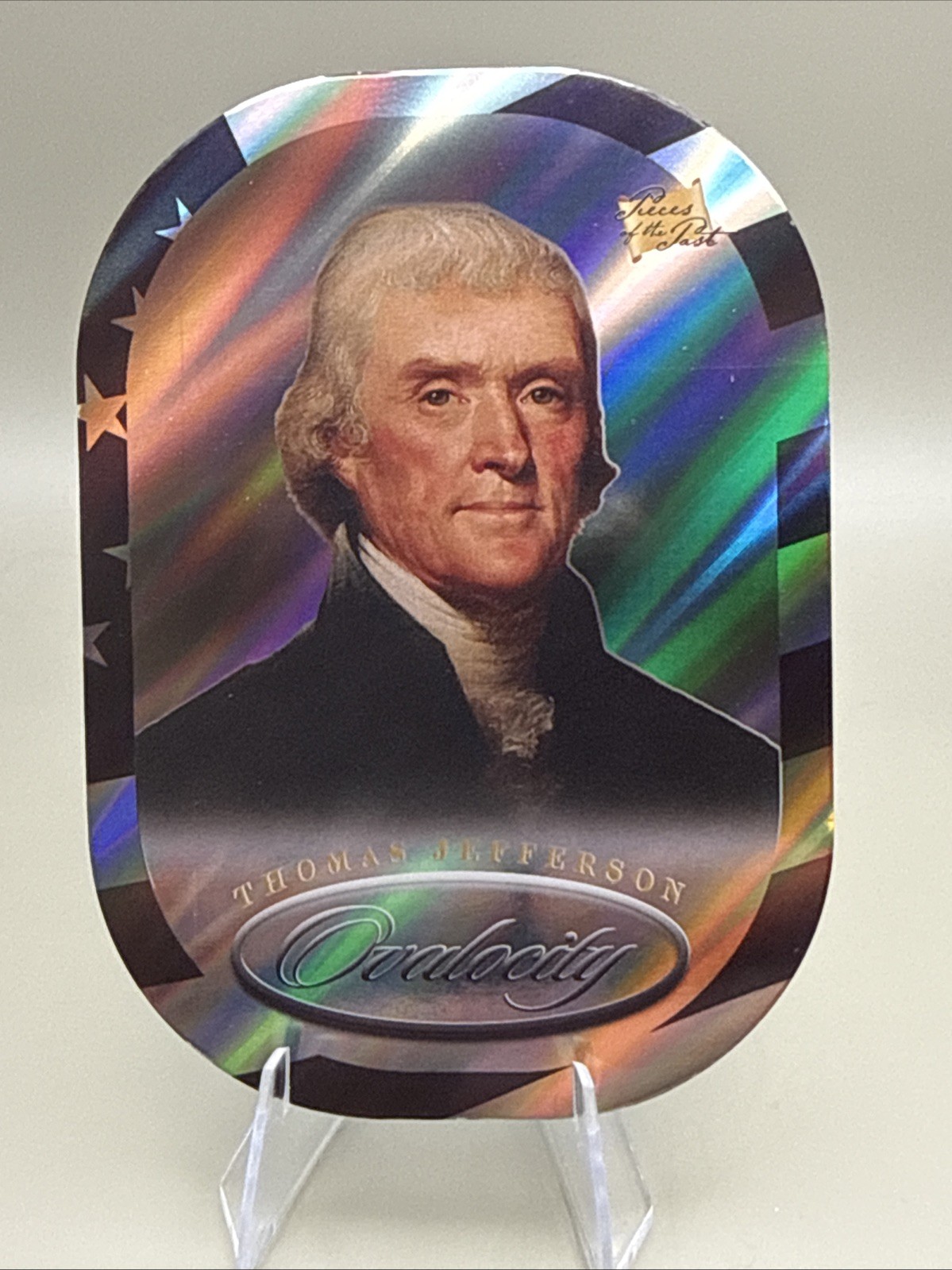 2026 Pieces Past Thomas Jefferson Ovalocity 1/1 American Flag Holo OVA-THJ