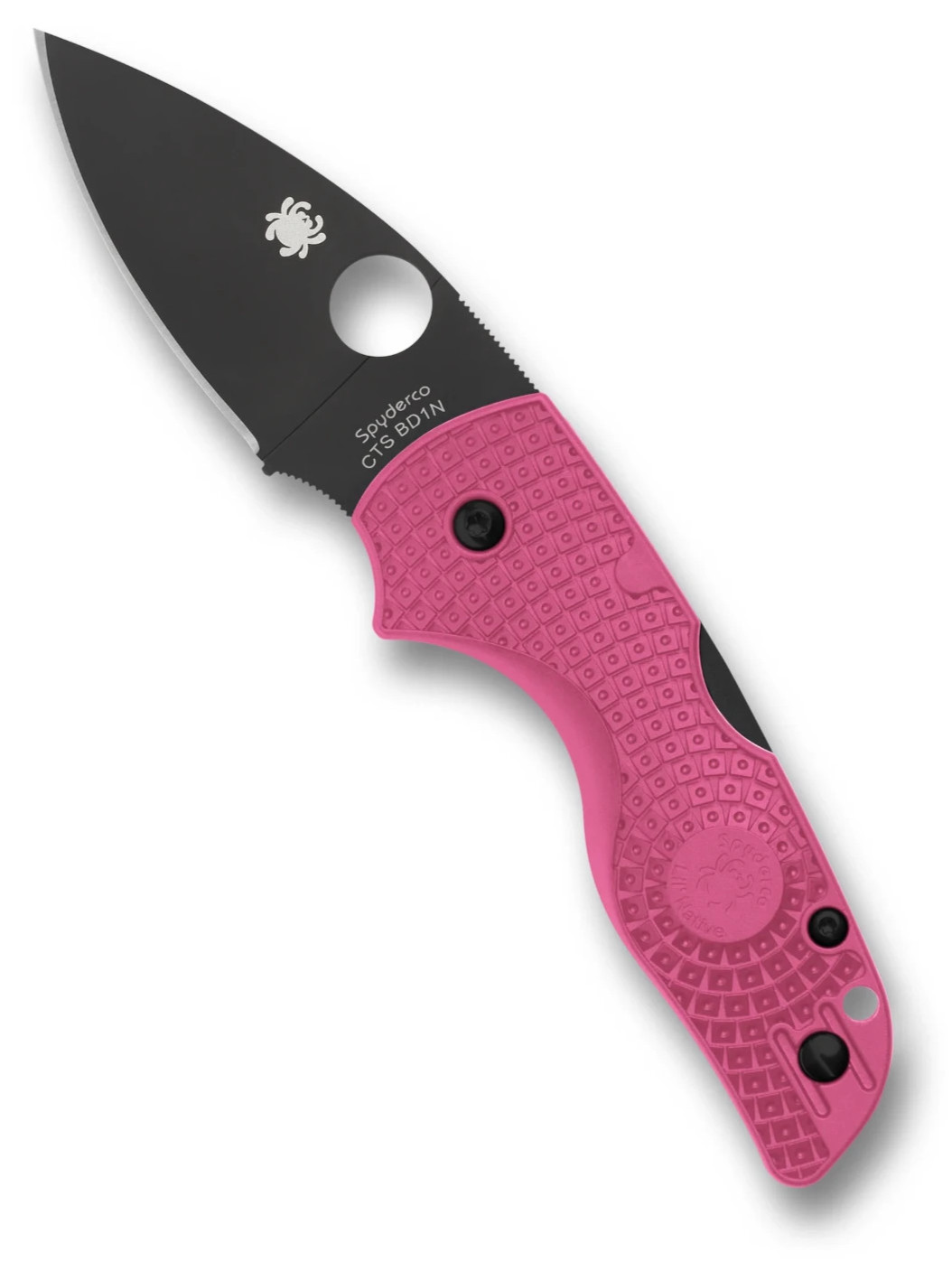 Spyderco Lil' Native Lightweight Pink 2.42" Plain Edge Folding Pocket Knife Spyderco Lil' Native Lightweight Pink 2.42" Plain Edge Folding Pocket Knife
