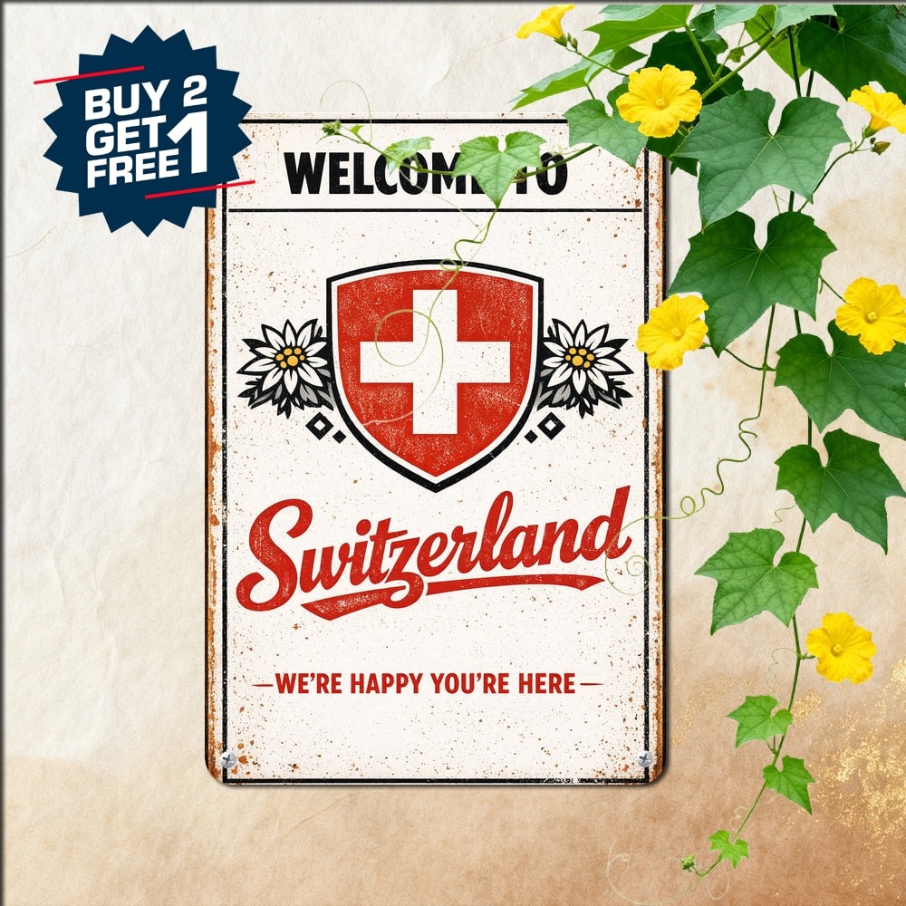 Switzerland Travel Souvenir Vintage Welcome Sign Home Wall Decor Plaque 8x12 Switzerland Travel Souvenir Vintage Welcome Sign Home Wall Decor Plaque 8x12