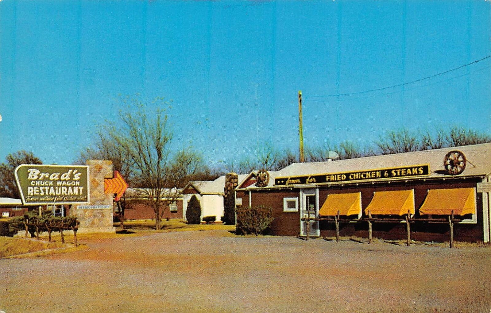 MCALESTER Oklahoma postcard Pittsburg County Brad's Chuck wagon restaurant