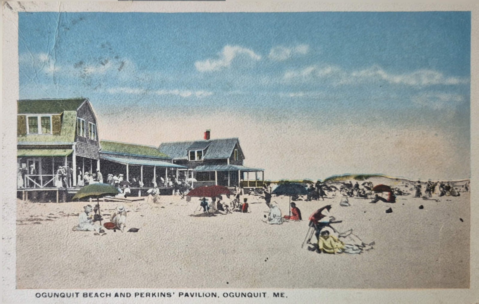 Ogunquit, ME. Ogunquit Beach and Perkins Pavilion 1920s Postcard Ogunquit, ME. Ogunquit Beach and Perkins Pavilion 1920s Postcard