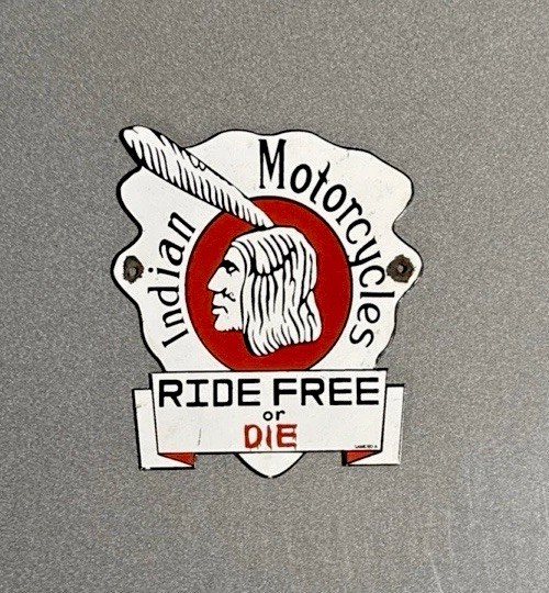 VINTAGE INDIAN CYCLE BIKE PORCELAIN SIGN CAR GAS OIL TRUCK MOTORCYCLE VINTAGE INDIAN CYCLE BIKE PORCELAIN SIGN CAR GAS OIL TRUCK MOTORCYCLE