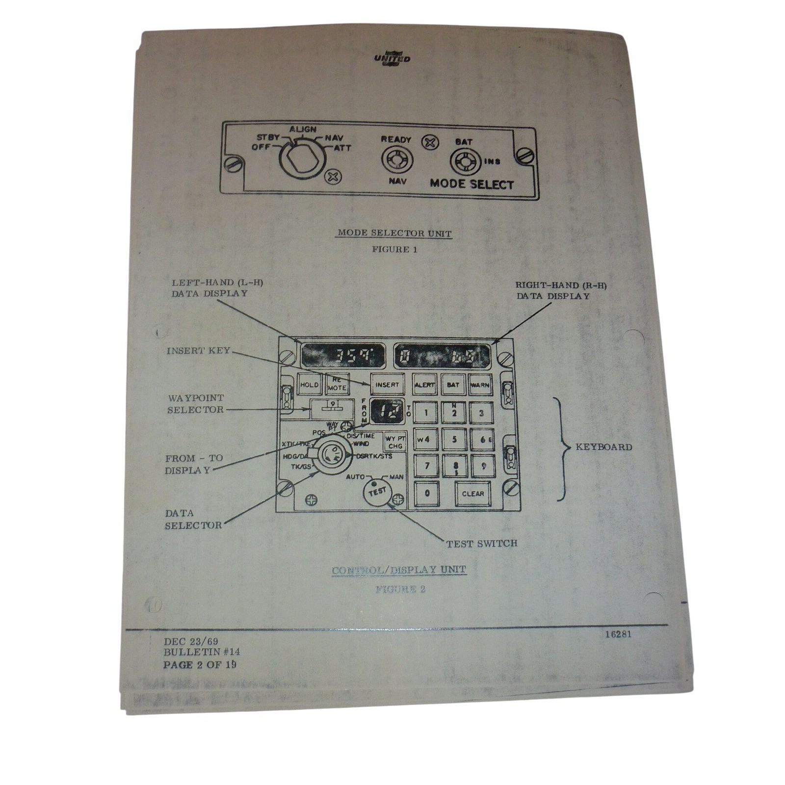 Vintage 1969 United Air Lines DC-8 INS Inertial Navigation Manual Bulletin 14 Vintage 1969 United Air Lines DC-8 INS Inertial Navigation Manual Bulletin 14