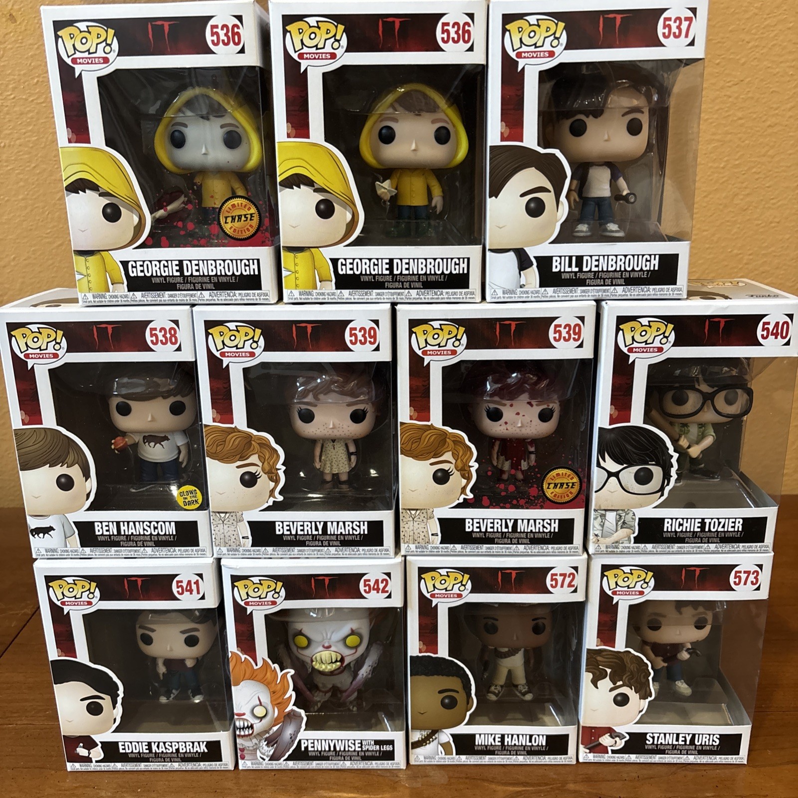 IT Funko Pop Complete Set Of 11 With Bloody Chase Variants, Vaulted, Unopened IT Funko Pop Complete Set Of 11 With Bloody Chase Variants, Vaulted, Unopened