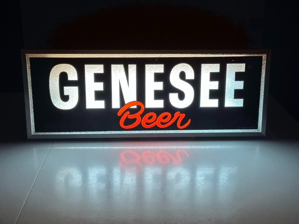 VTG 1960s Genesee Beer Lighted Bar Advertising Sign Works Rochester NY 27"