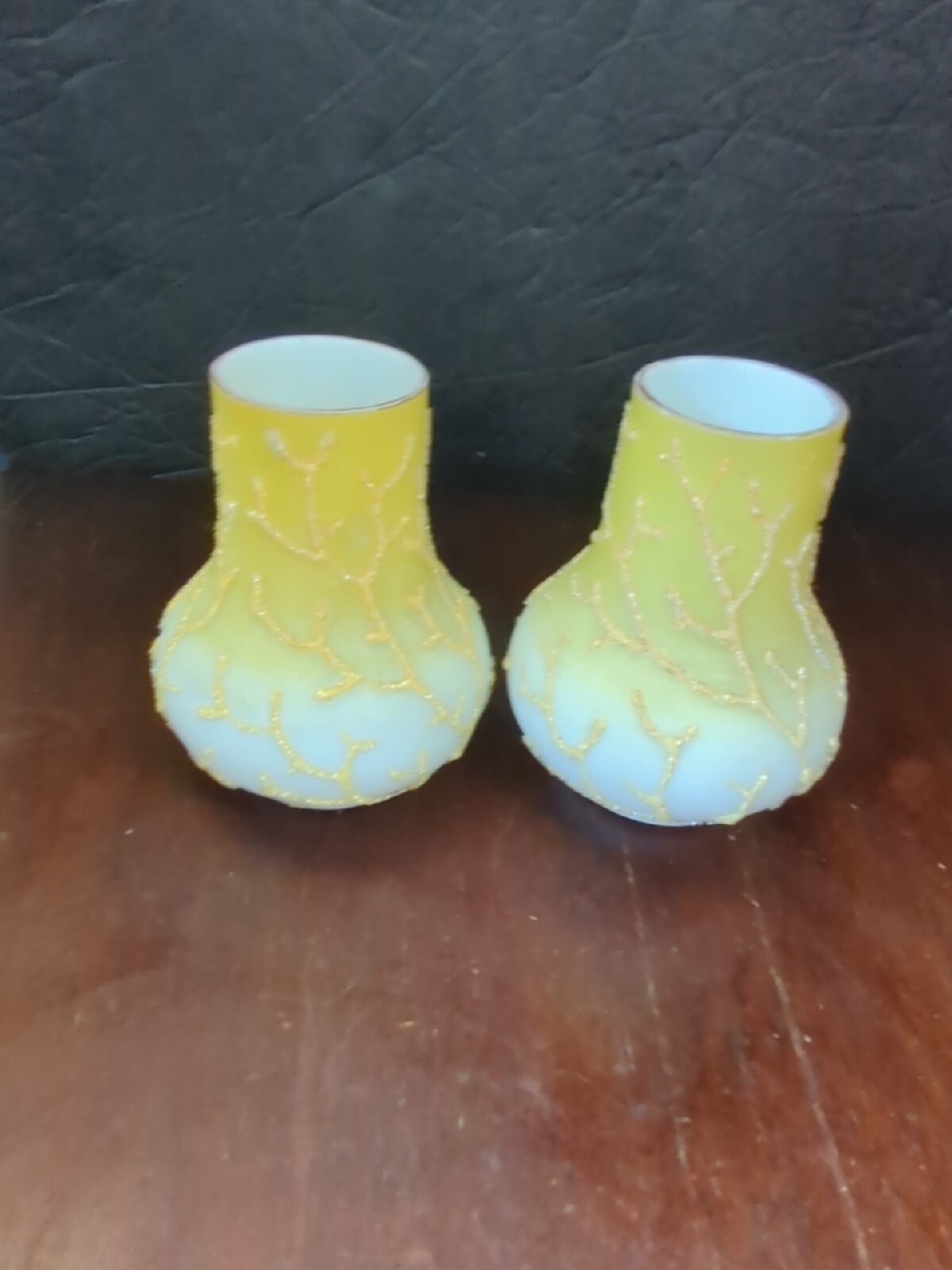 Antique Pair 1890s MT Washington Satin Coraline Seaweed Cabinet Vases Vase Antique Pair 1890s MT Washington Satin Coraline Seaweed Cabinet Vases Vase