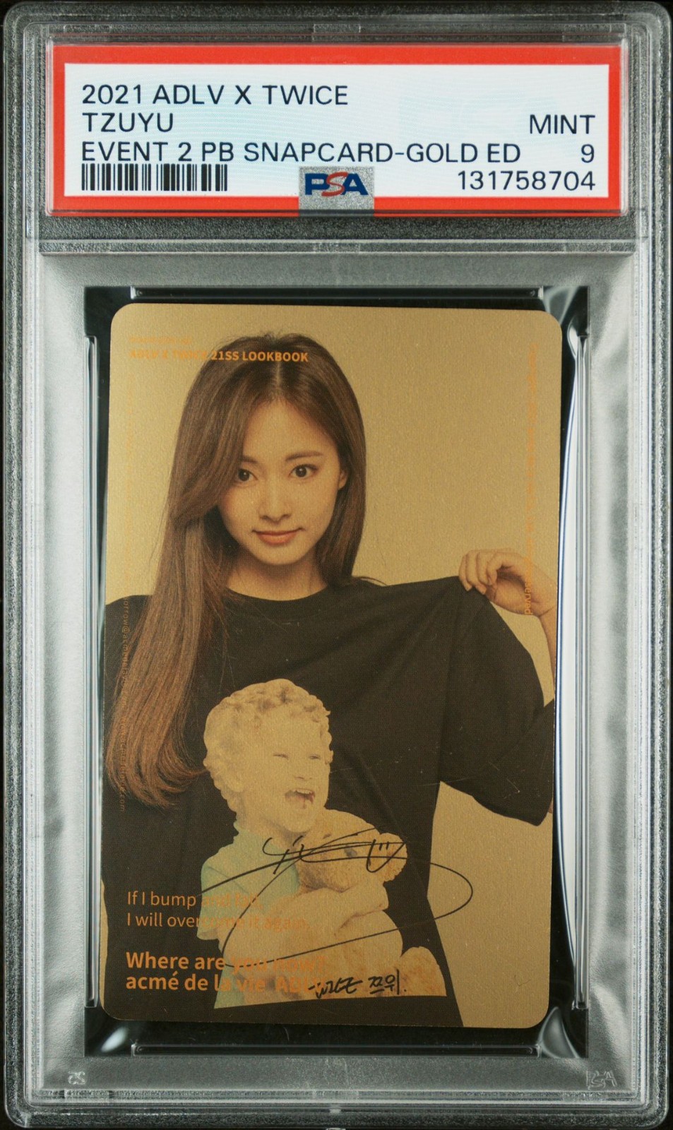 TZUYU TWICE 2021 ADLV X TWICE EVENT 2 PURCHASE BONUS-GOLD EDITION MINT PSA 9 TZUYU TWICE 2021 ADLV X TWICE EVENT 2 PURCHASE BONUS-GOLD EDITION MINT PSA 9