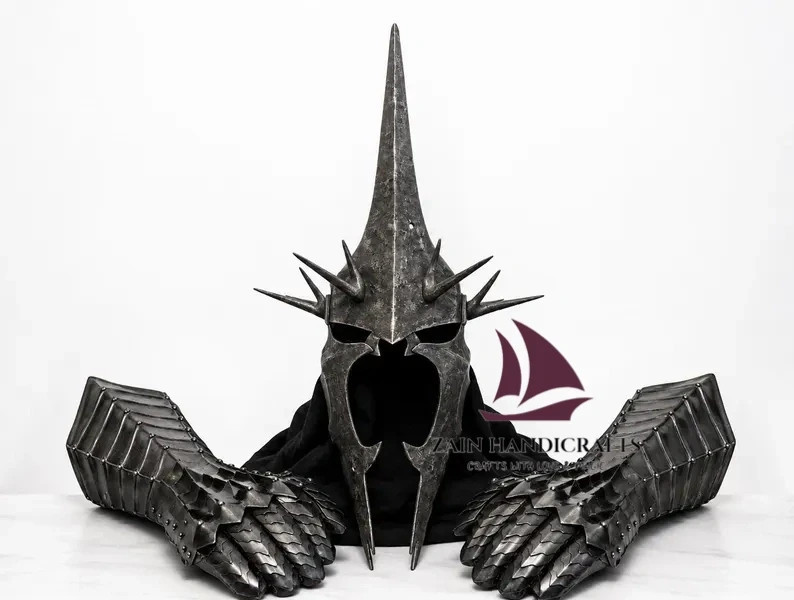 ZAIN Witch-king helmet, Steel Gauntlets Gothic Knight Hand Armor Medieval Gloves ZAIN Witch-king helmet, Steel Gauntlets Gothic Knight Hand Armor Medieval Gloves