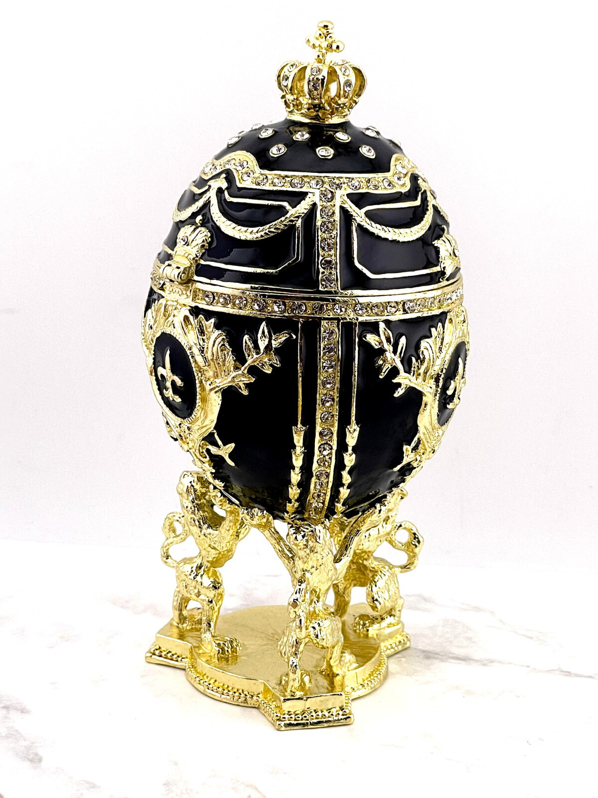 Designer Fabergé egg jewelry box Faberge egg 24k Gold Fabergé Anniversary gift