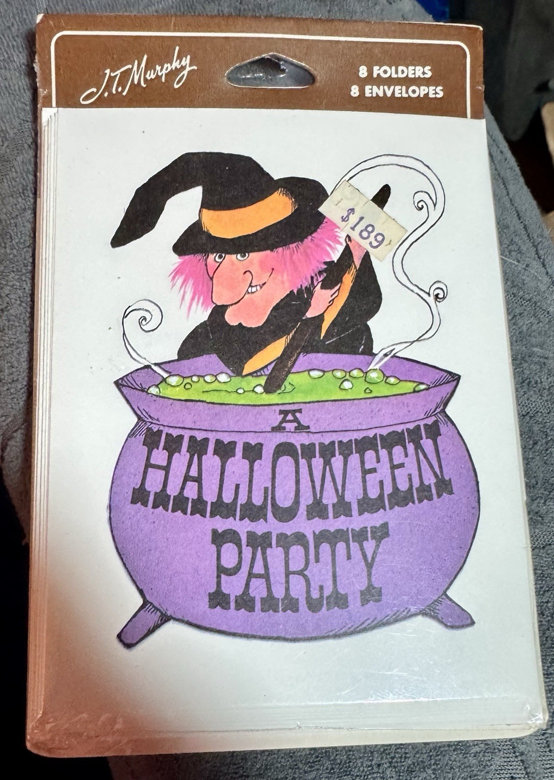Vtg J.T. Murphy Halloween Party Invitations Pack Of 8 Cards Envelopes Witch