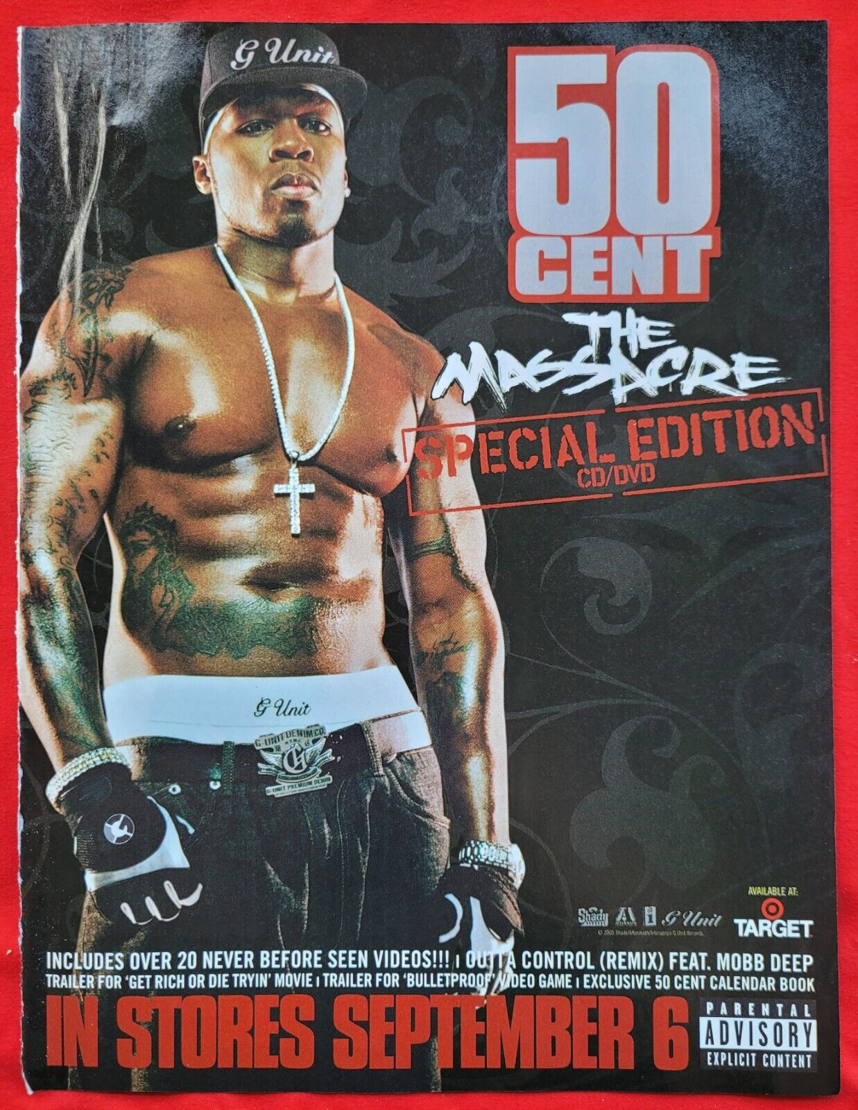 RARE 50 CENT The Massacre Special Edition CD/DVD - TARGET Promo PRINT AD 