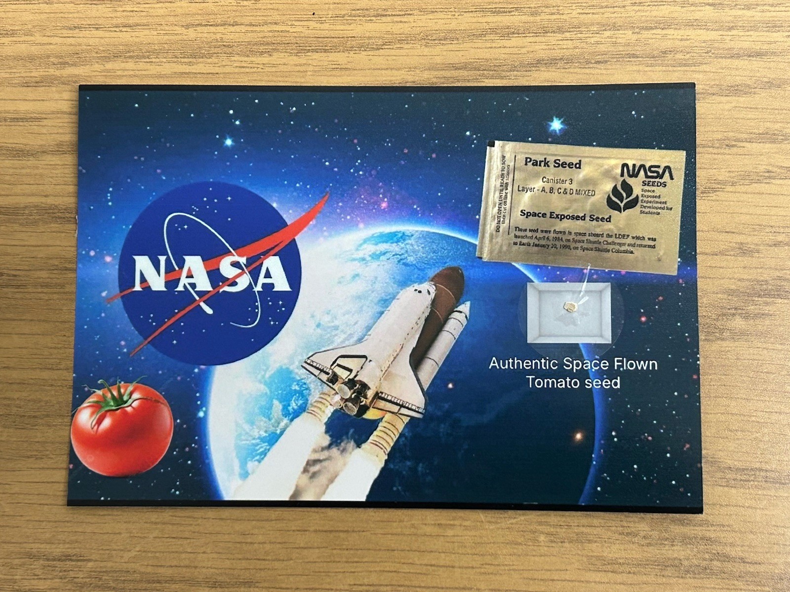 NASA Space Flown Tomato Seed Relic Historic Photo Display Piece Exposed Seeds NASA Space Flown Tomato Seed Relic Historic Photo Display Piece Exposed Seeds