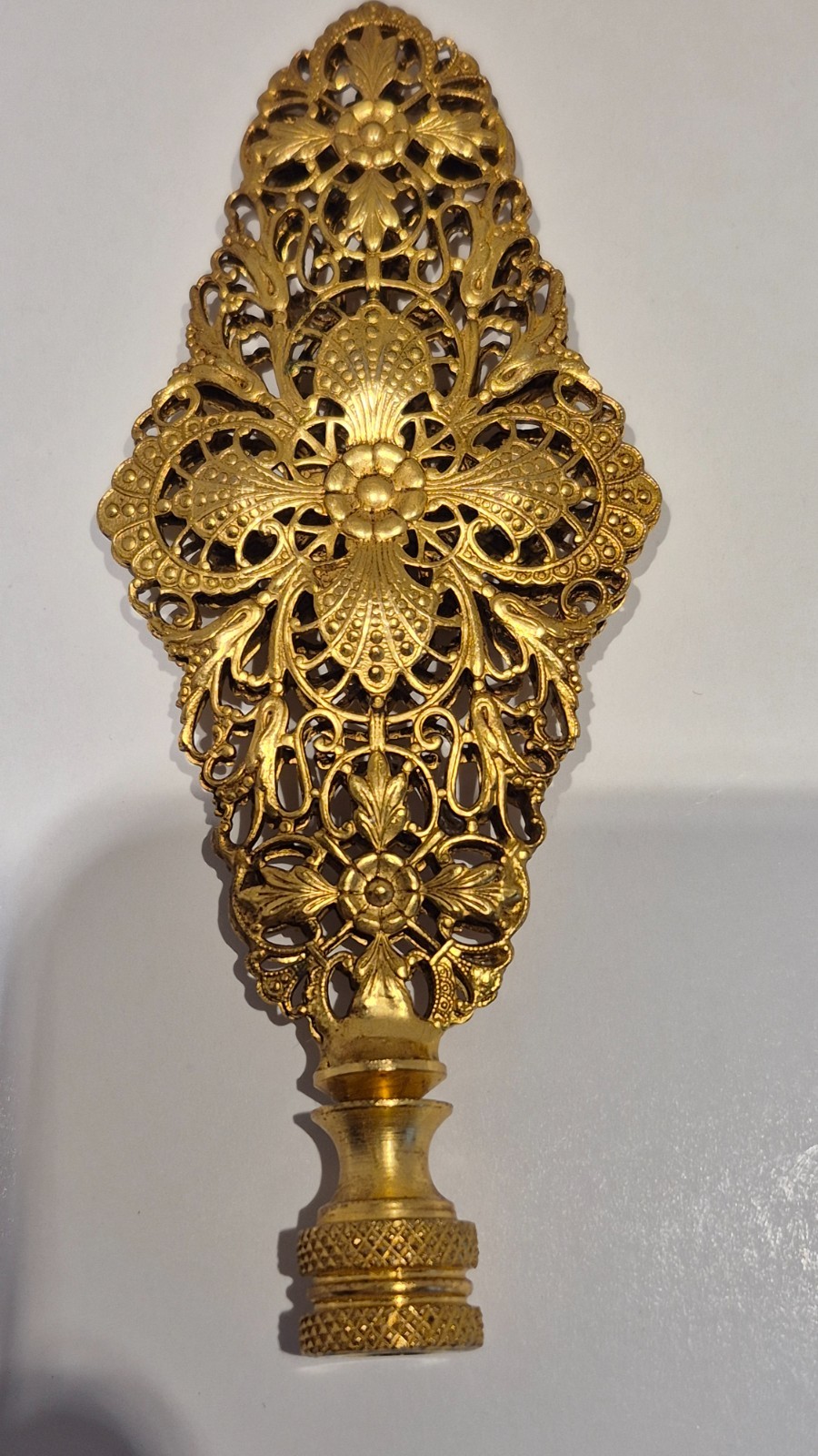 HUGE 5" Vintage Gilt Brass Filigree Metal Lamp Finial, MCM, Regency Glam HUGE 5" Vintage Gilt Brass Filigree Metal Lamp Finial, MCM, Regency Glam