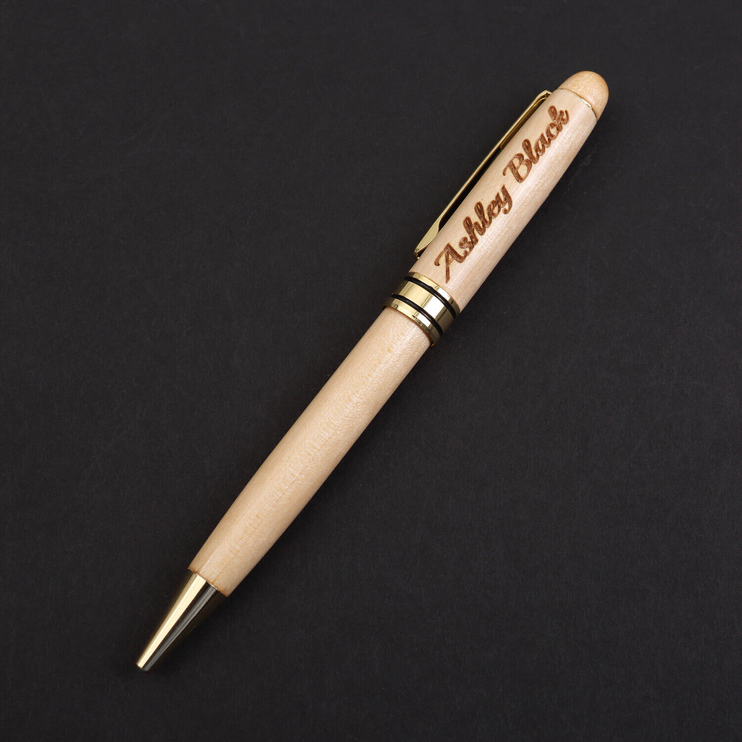 Personalized Maple Wood Ballpoint Pens set Customized Laser Engraved bulk pens