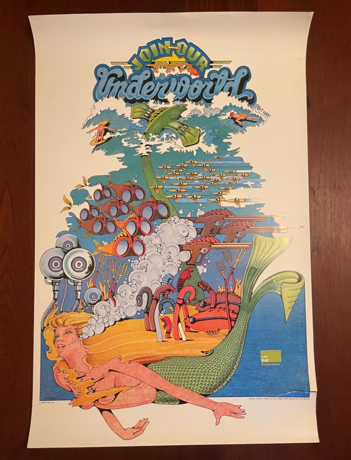 Vintage 1970s AMF Voit Swimmaster Promo Poster – "Join Our Underworld" Banuelos Vintage 1970s AMF Voit Swimmaster Promo Poster – "Join Our Underworld" Banuelos