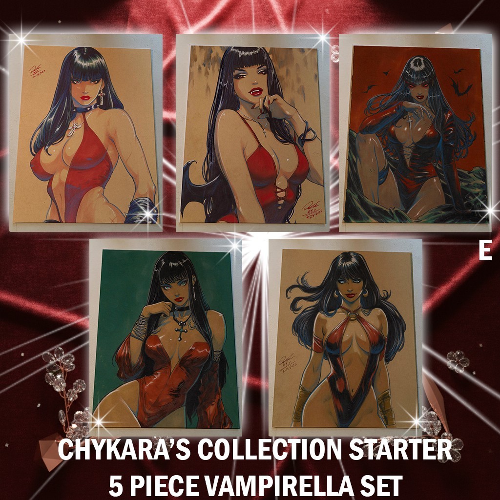 5PC SET VAMPIRELLA Theme Special Artist Edition Prints 8.5x11 Signed by Keyeske 5PC SET VAMPIRELLA Theme Special Artist Edition Prints 8.5x11 Signed by Keyeske