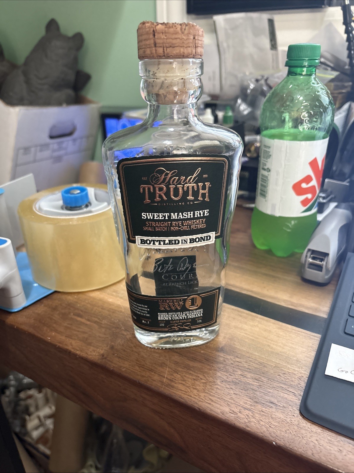 Empty Bourbon Bottle Hard Truth Rye Pete Dye Course French Lick IN Embossed
