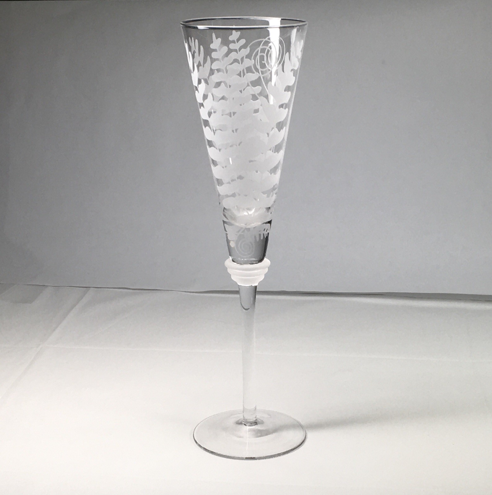 Michael Weems ??? Etched Champagne Flute 10.5" Tall - Frosted Etched Fern Fronds Michael Weems ??? Etched Champagne Flute 10.5" Tall - Frosted Etched Fern Fronds