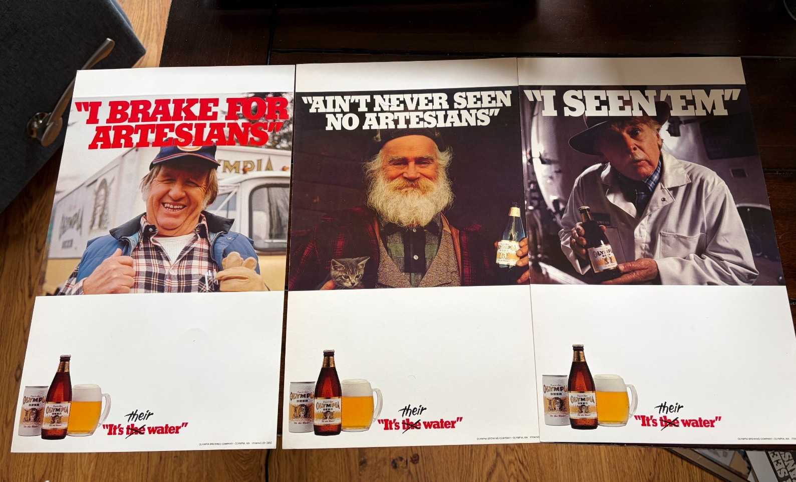 Olympia Brewing Co. Vintage Lot of 3 Different Artesians Advertising Posters Olympia Brewing Co. Vintage Lot of 3 Different Artesians Advertising Posters