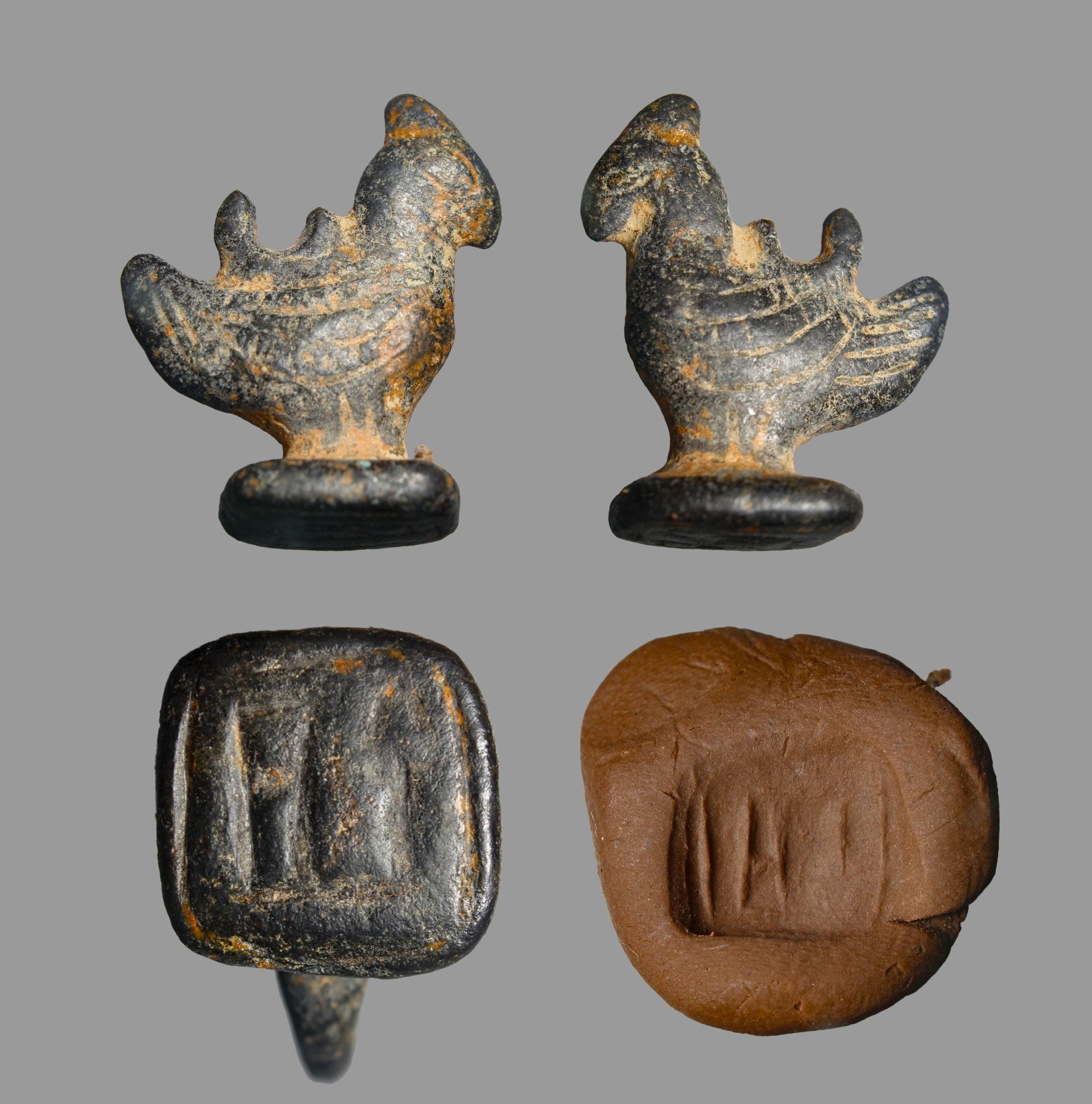 Canaanite Bronze Zoomorphic "Rooster/Eagle" Stamp Seal (Circa 1500–1200 BC) 21mm