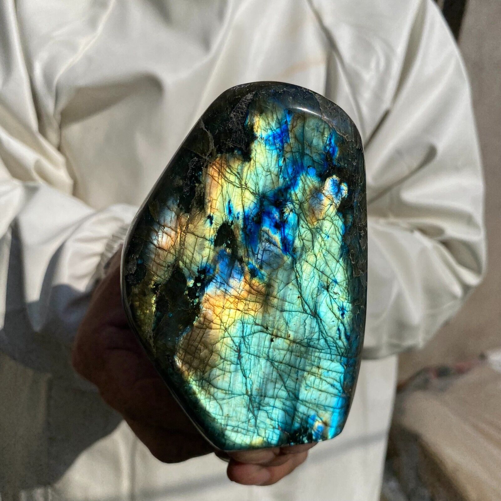 1.8lb Natural Gorgeous Labradorite Quartz Crystal Stone Specimen Healing