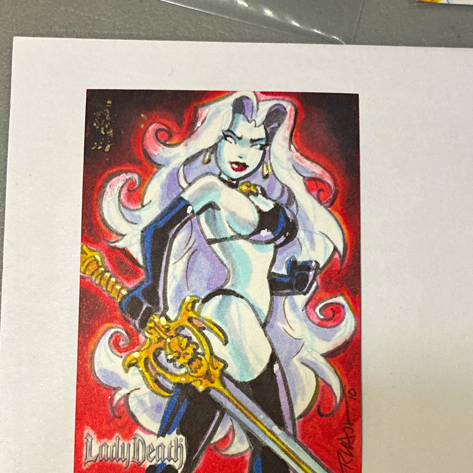 Roger Andrew’s 1/1 sketch card AE CHASE 2011 lady death Roger Andrew’s 1/1 sketch card AE CHASE 2011 lady death