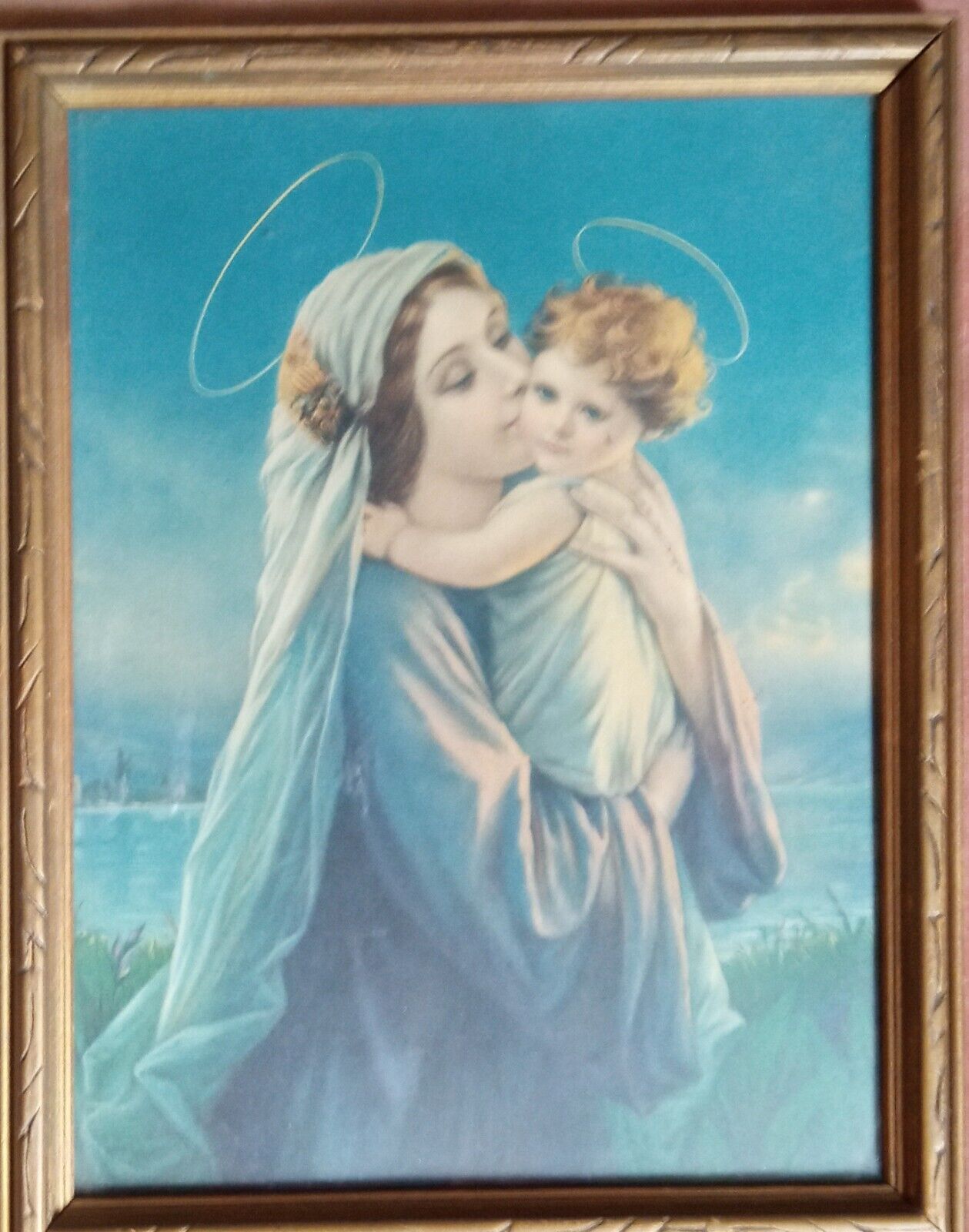 Madonna & Holding Baby Jesus 8.5in T 6.5in Wide Christ Artwork Wall Mount 