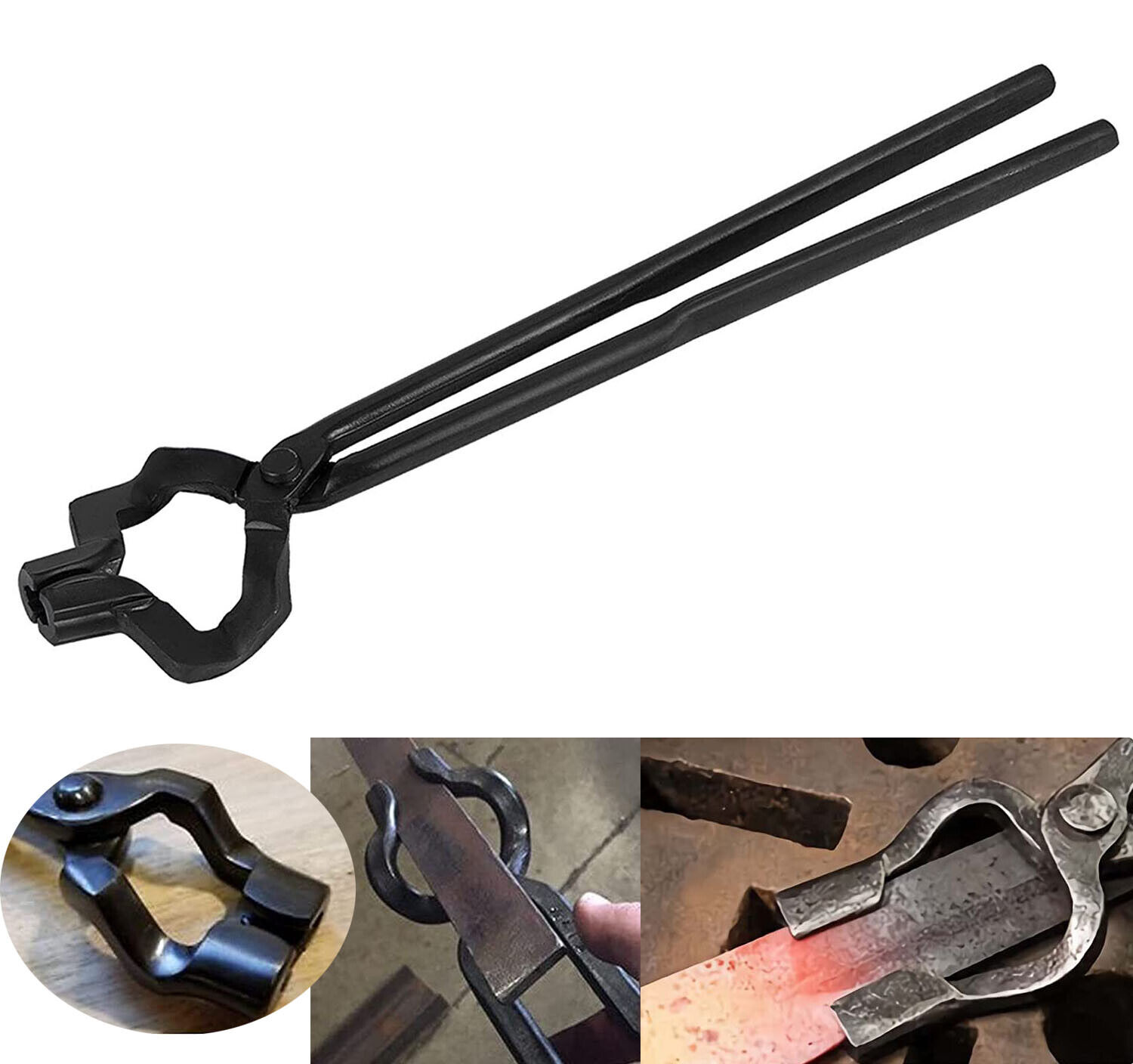 Steel 16inch Z- V-Bit Style Tongs Z-Jaw Offset Tongs For Blacksmith Knife Making